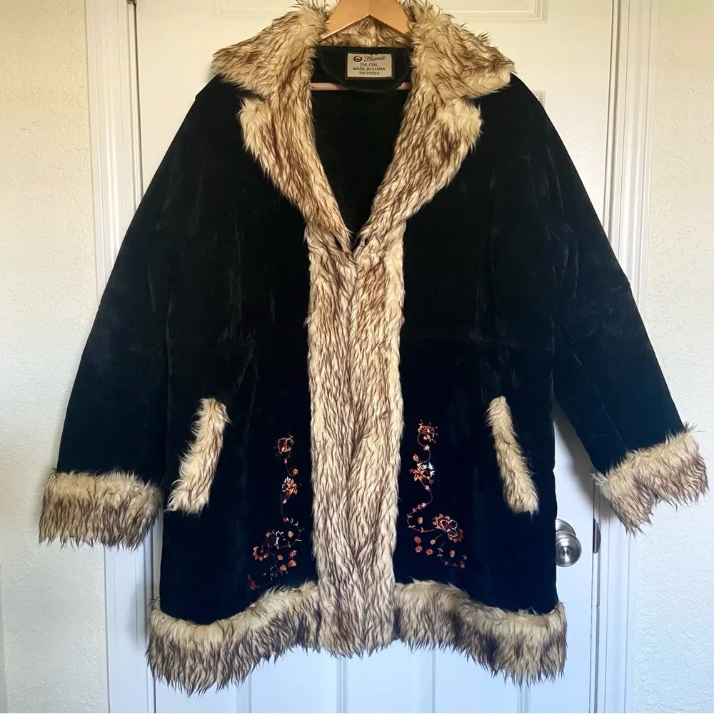 Vintage Phoenix Faux Suede and Fur Penny Lane Coat 2X-3X - Picture 1 of 13